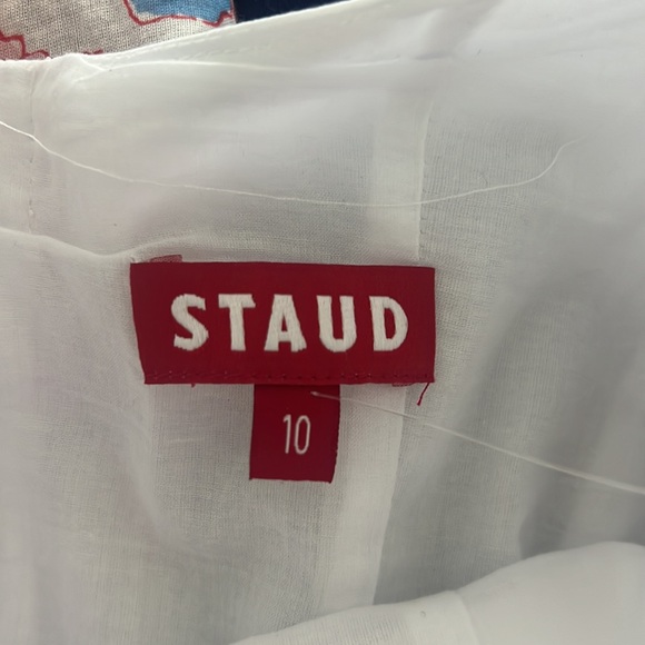 Staud Mini Wells Cotton Stretch Poplin Fit and Flare Dress - Picture 9 of 12